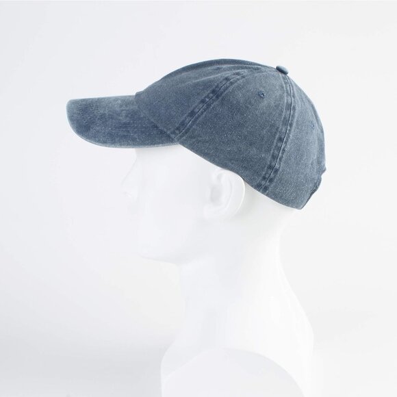 Unisex Black + Denim Blue Baseball Cap Cotton Fits Washed Denim Adjustable Hat - Picture 3 of 6